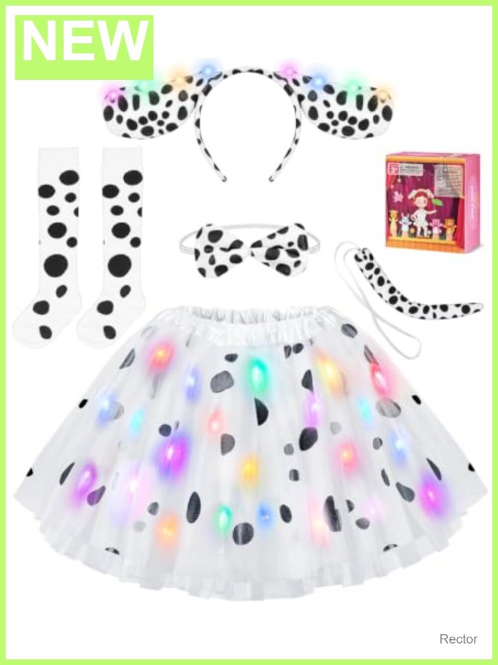 Dalmatian Costume Kids, Light Up Dog Halloween Costume Girls Tutu Skirt